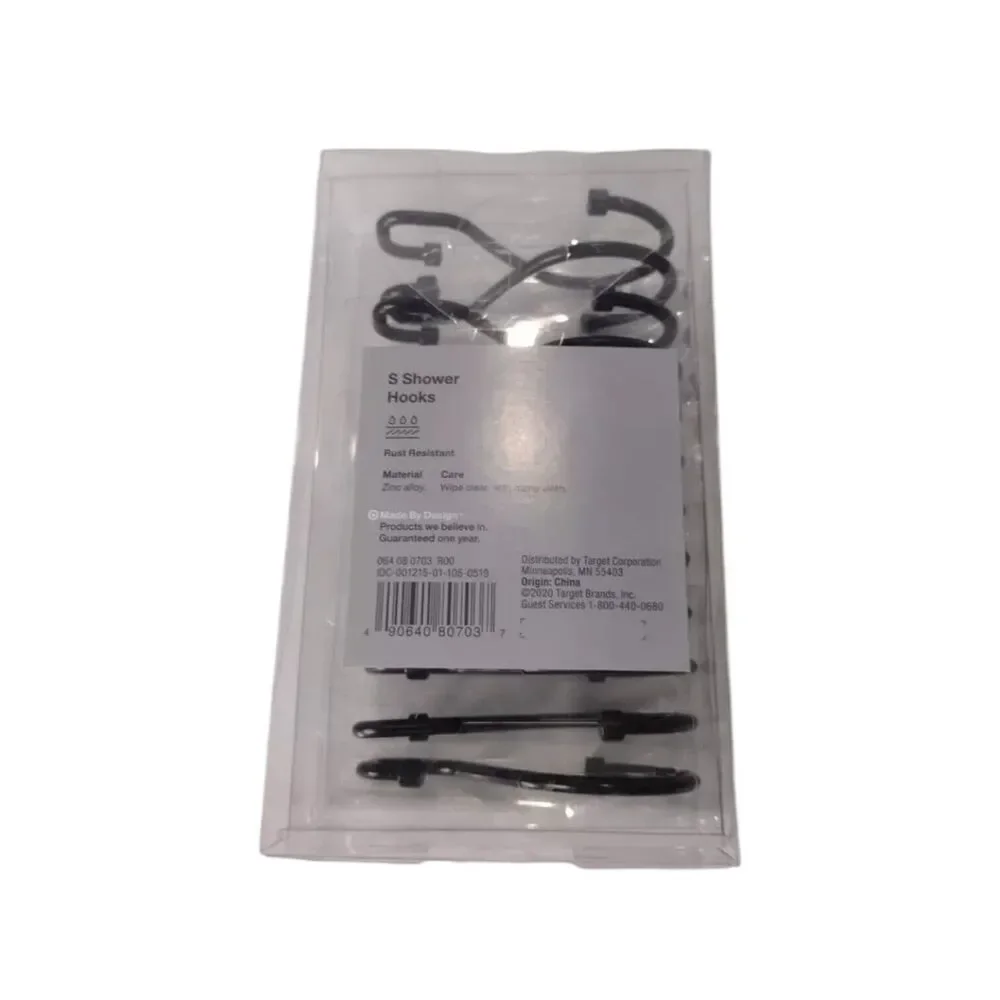 Made‎ By Design S Shower Hooks Matte Black Finish Rust Resistant 12 Count C72Q